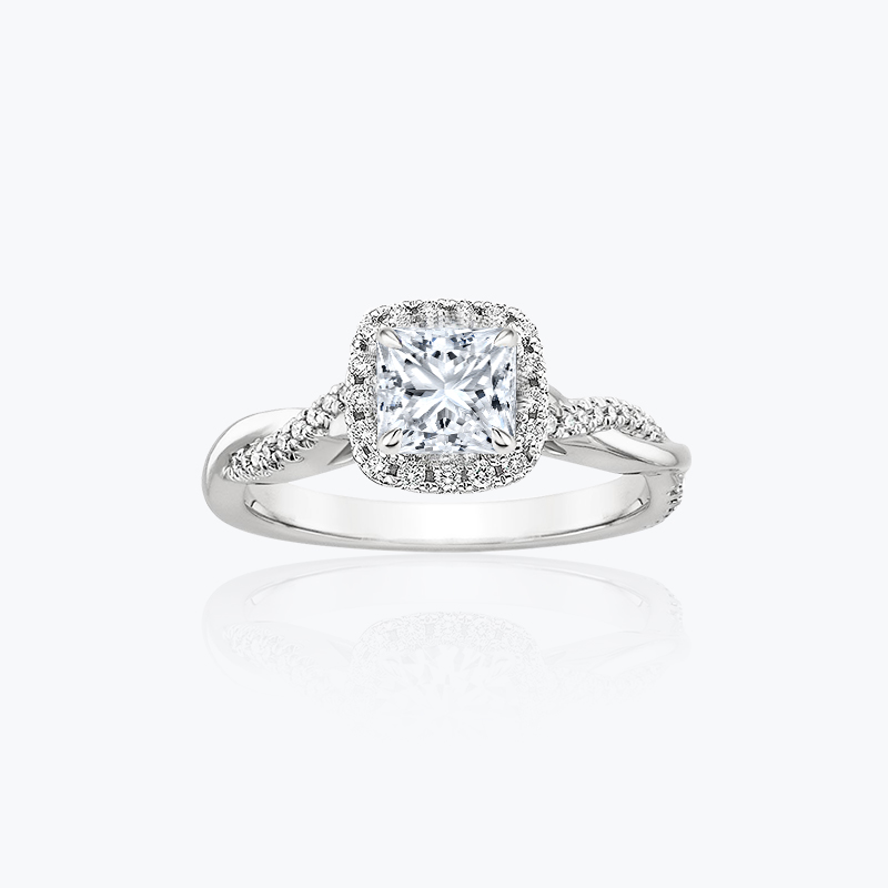鑽石戒指款式推薦：萊茵河光環公主方1克拉