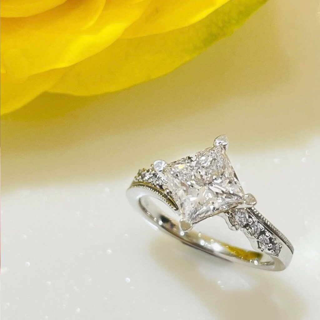 結婚對戒推薦2：〈我的美麗星星〉公主方 1.5克拉鑽戒